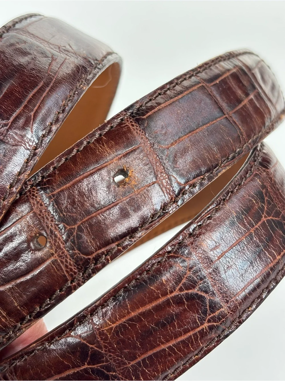 Vintage Fossil Brown Leather Belt with Silver Golf Classic Buckle Size 32 | 80
